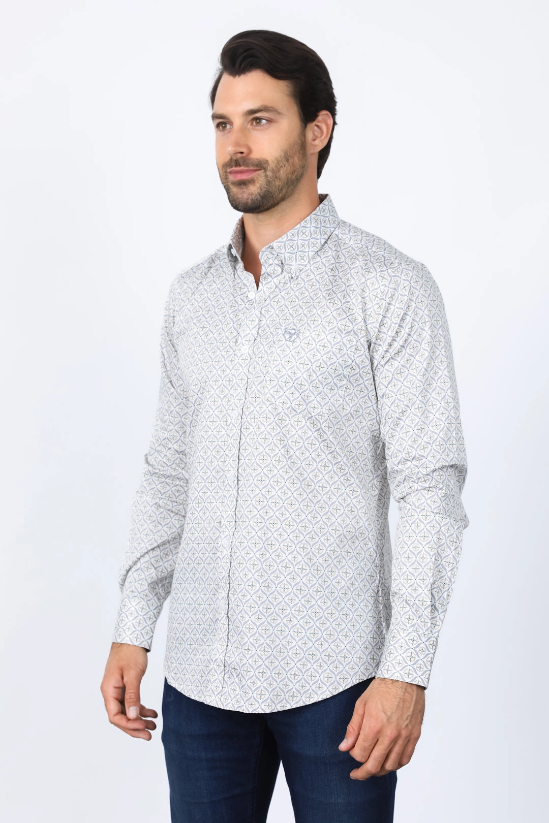 Mens Satin Cotton Modern Fit White Long Sleeve Shirt Rooftop Bar