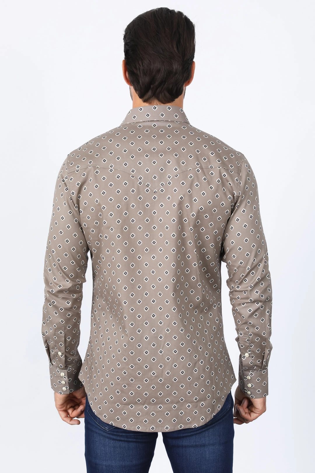 Mens Western Modern Fit Mink Long Sleeve Shirt with Snaps Comfortable Wear