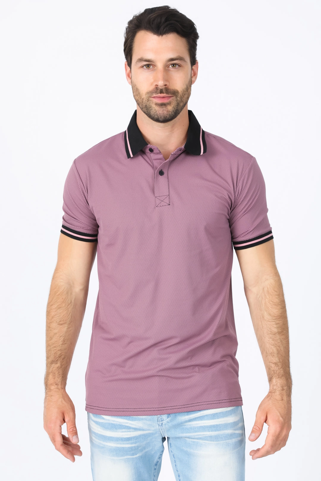 Mens Modern Fit Stretch Cotton Salmon Polo Urban Style