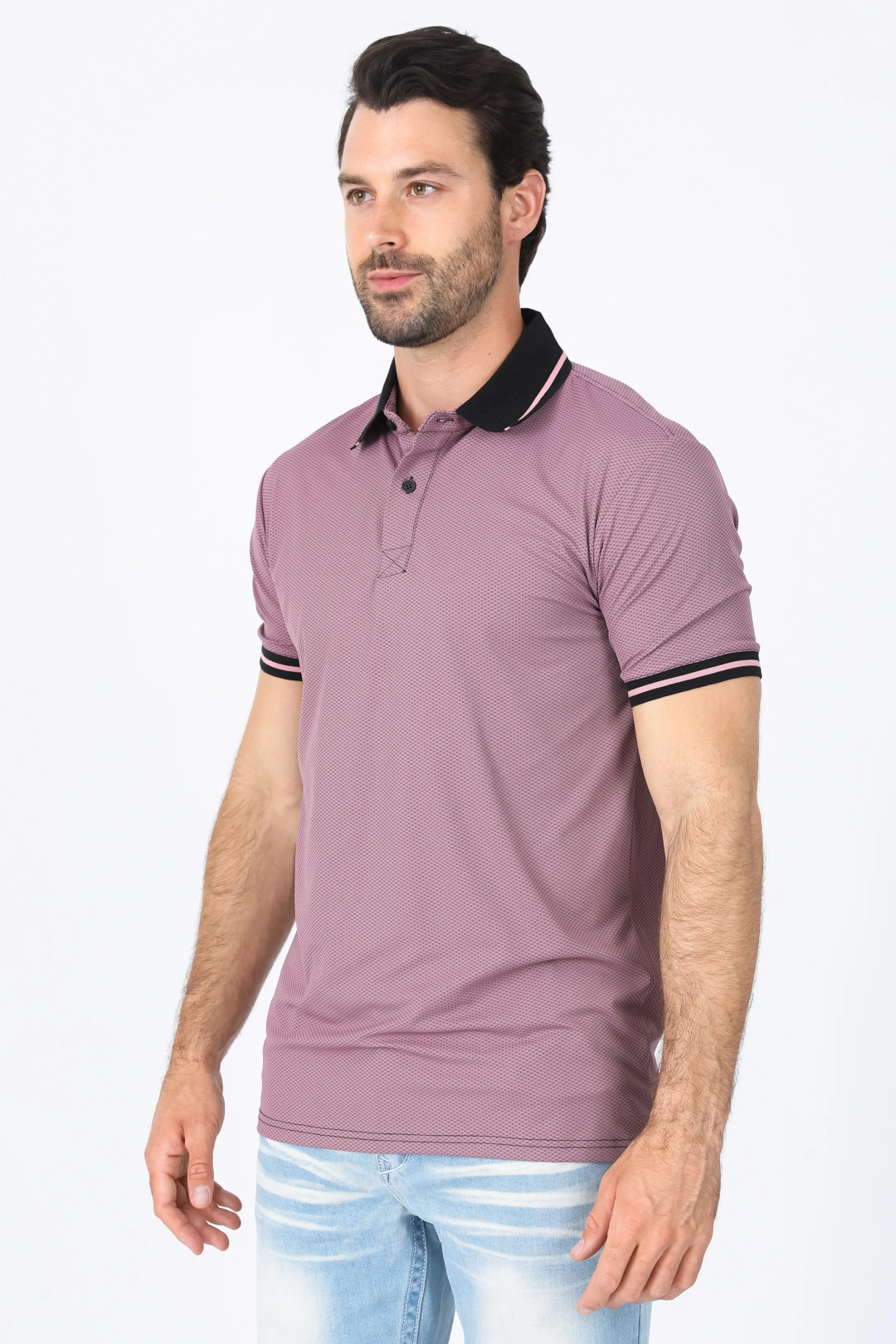 Comfort Stretch Mens Modern Fit Stretch Cotton Salmon Polo