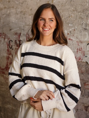 Charee Striped Sweater Soft Knit Wear Comfy Touch