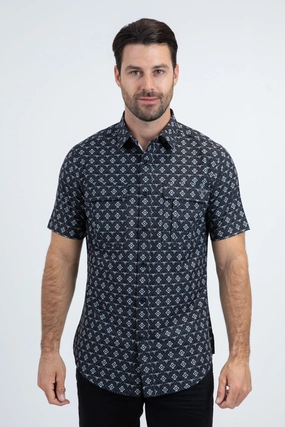 Monochrome Palette Mens Performance Classic Fit Short Sleeve Black Shirt