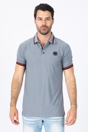 Mens Modern Fit Stretch Cotton Grey Polo Modern Look Sporty Fit