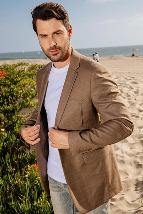 Men's Western Sport Coat with Elbow Patch warm glow AntiBacterialTextile