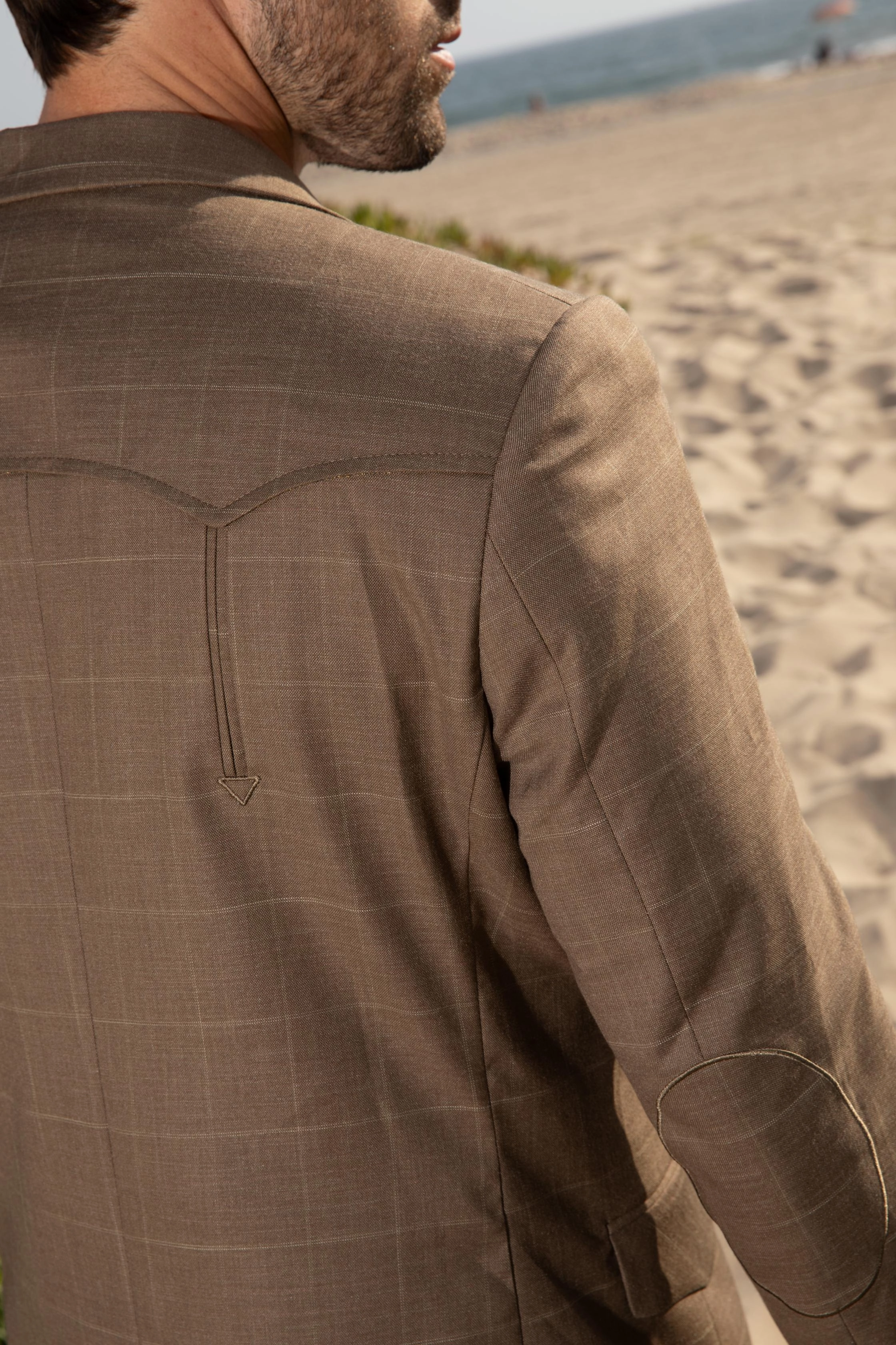 Men's Western Sport Coat with Elbow Patch HighElasticity AntiSnagFabric