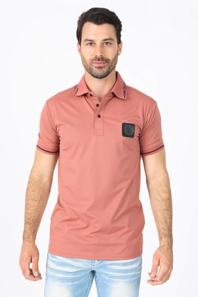 Fashion Basics Mens Modern Fit Stretch Cotton Salmon Polo