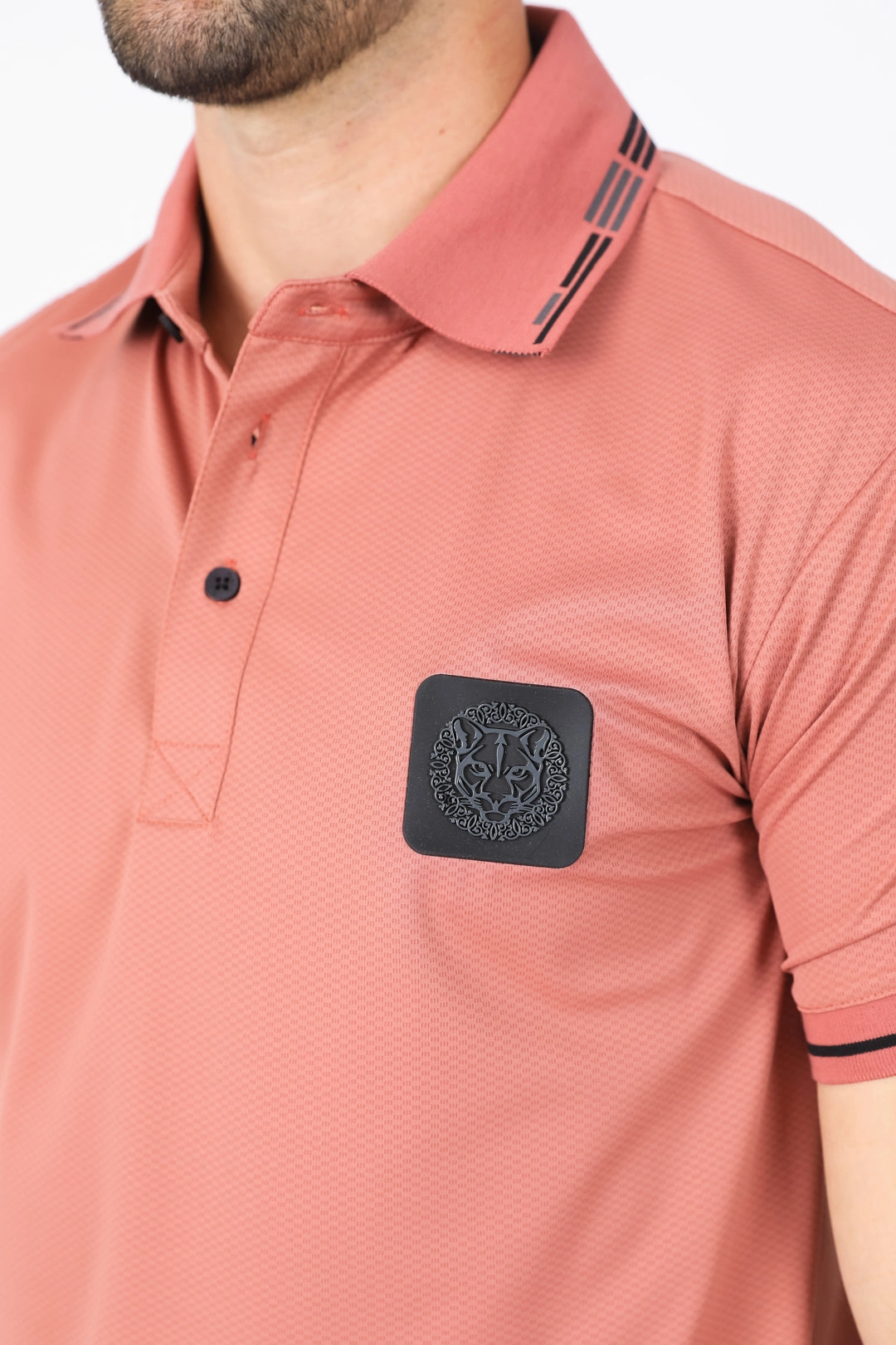 Comfort Style Relaxed Fit Mens Modern Fit Stretch Cotton Salmon Polo