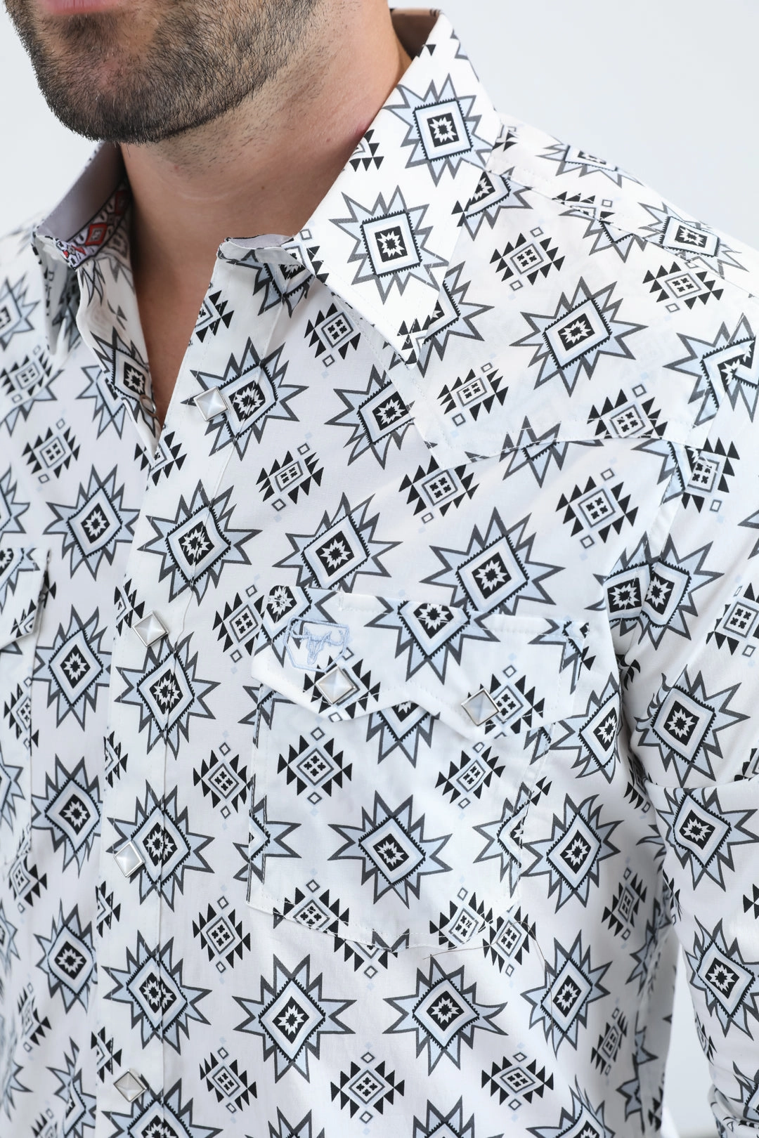 Unisex wear Tailored Cut Mens Western Modern Fit Cotton/Spandex Long Sleeve White Shirt with Snaps