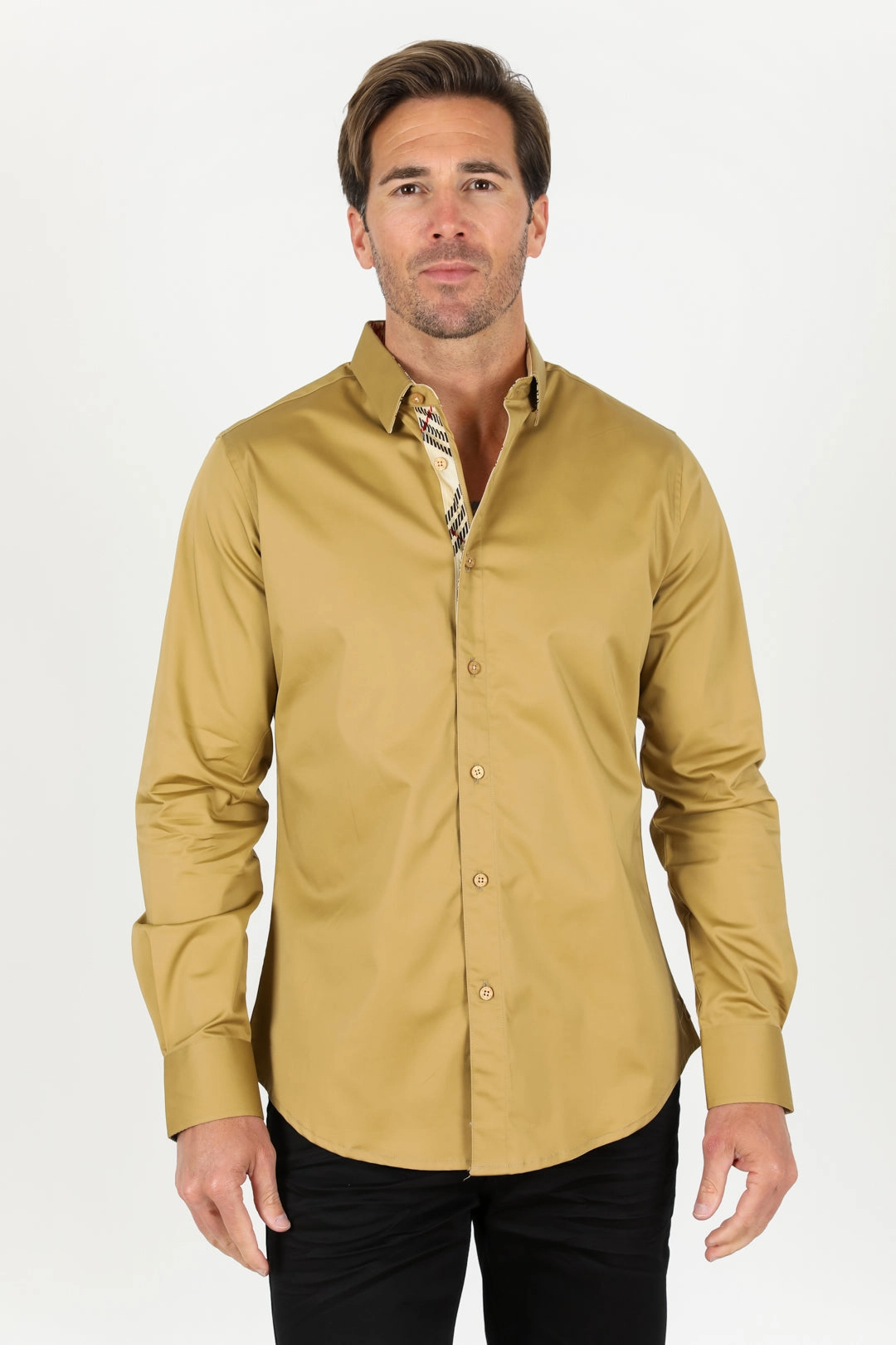 Satin Solid Shirt - Khaki mix and match Comfortable Look