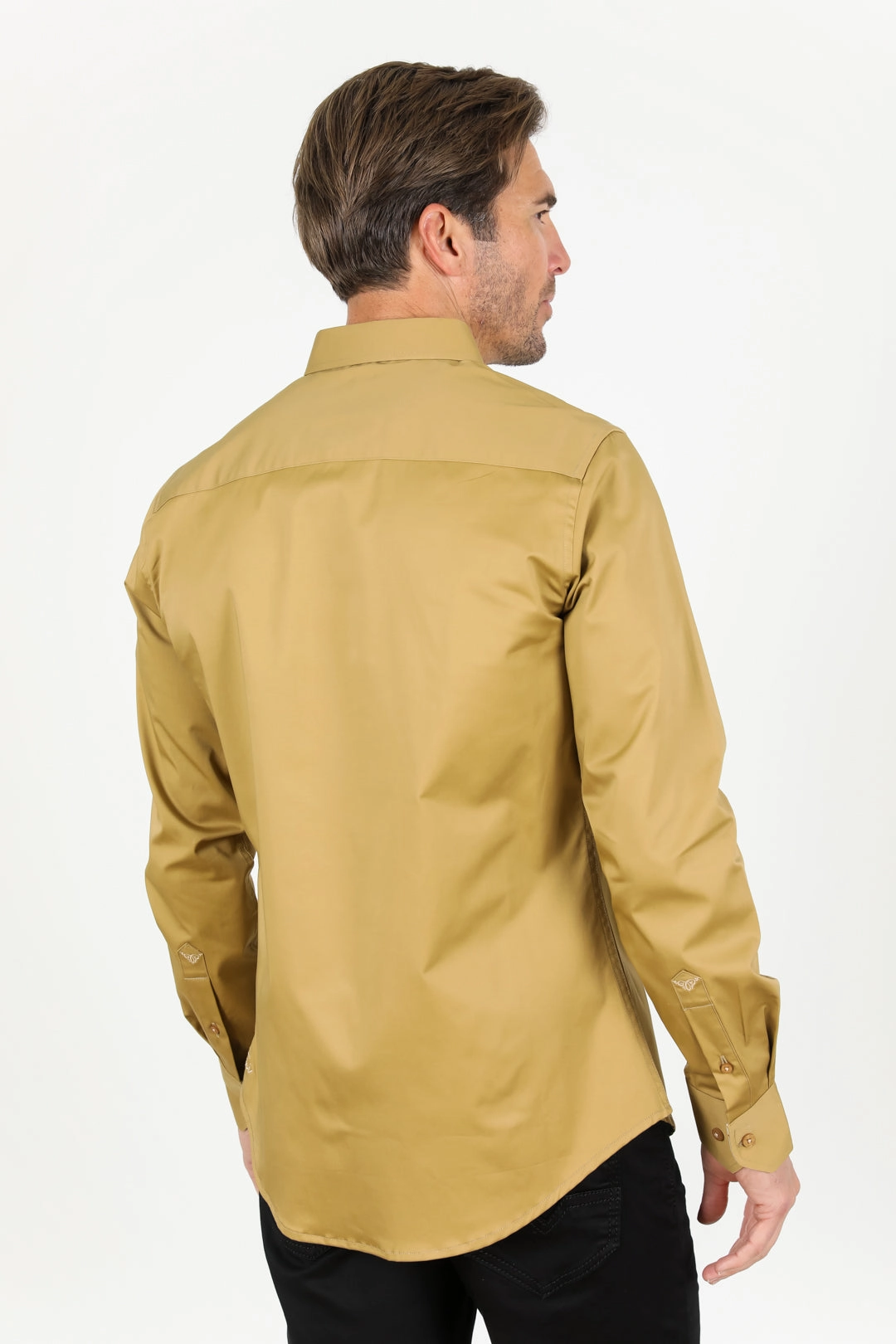 Satin Solid Shirt - Khaki Workwear Style Everyday Fashion