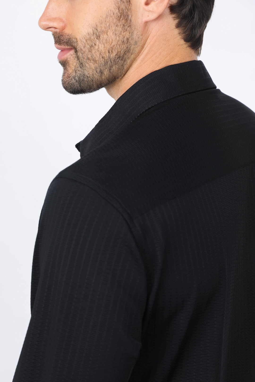Men??s Modern Fit Stretch Dress Shirt - Black Stretchable Material Standalone Option