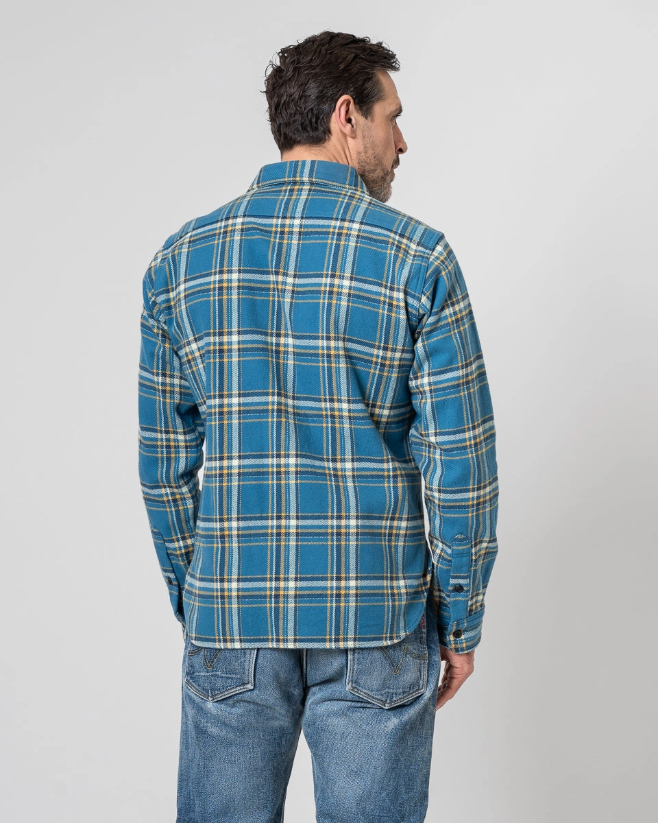 Ultra Heavy Flannel American Check Work Shirt - Blue Breathable Lining Functional Fashion