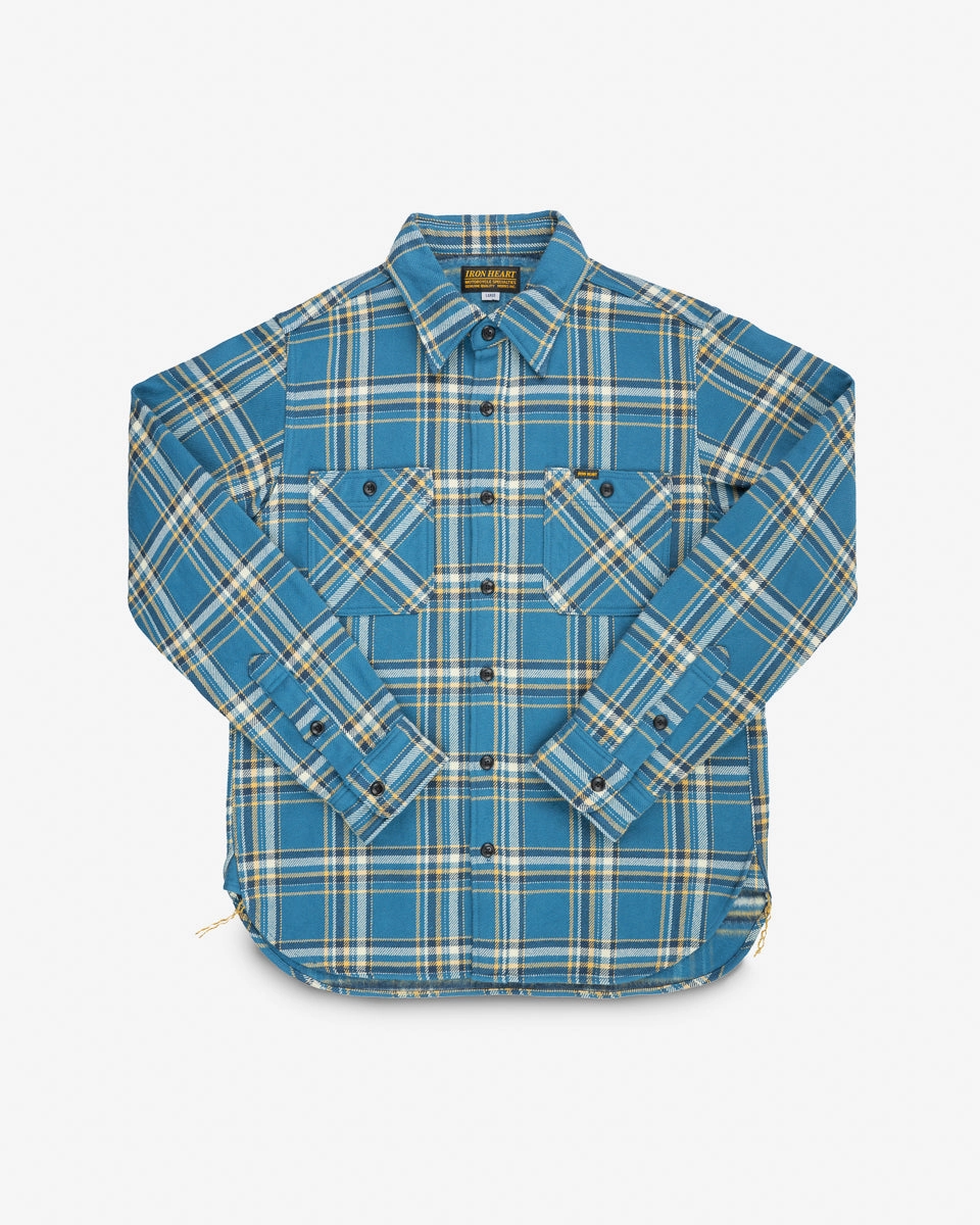 Ultra Heavy Flannel American Check Work Shirt - Blue Mature Charm AllDayComfort