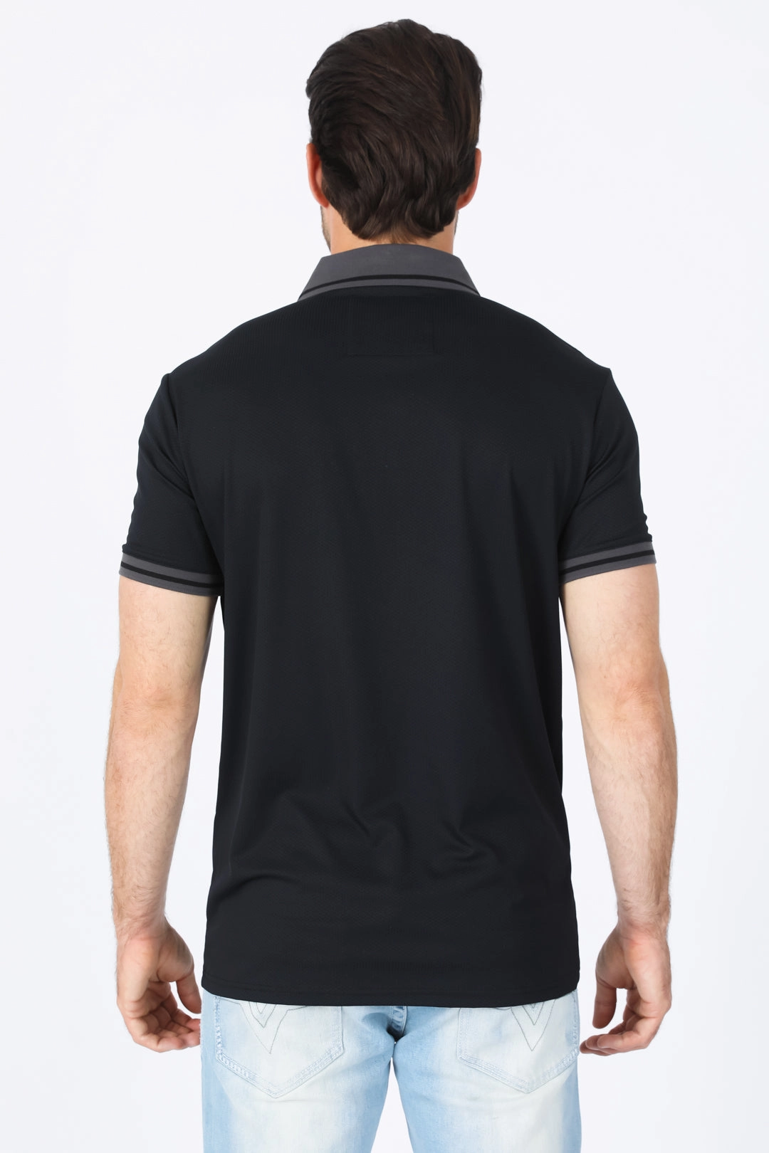 Mens Modern Fit Stretch Cotton Black Polo Polished Style Relaxed Fashion