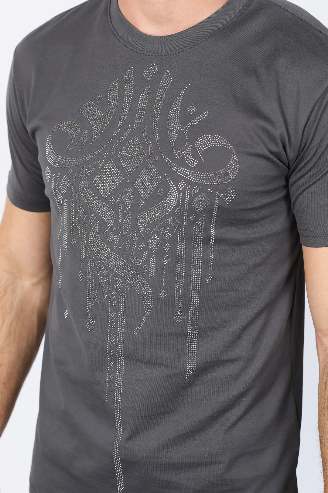 Mens Modern Fit Stretch Crystals T-Shirt Everyday Layering Casual Choice Wear