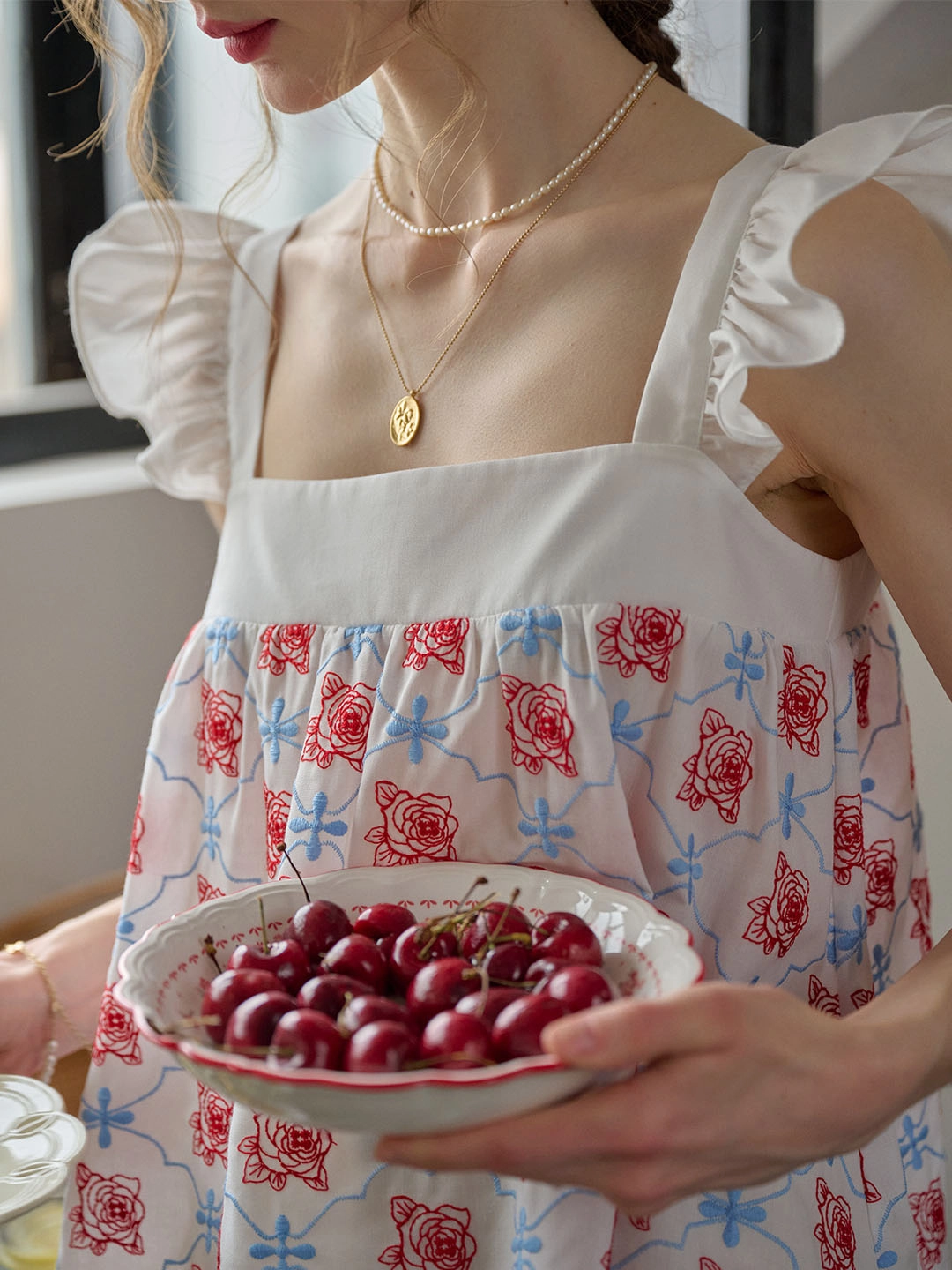 QuickDryTechnology Virtual Fit Ellie Color Block Square Neckline Embroidered Butterfly Sleeve Top