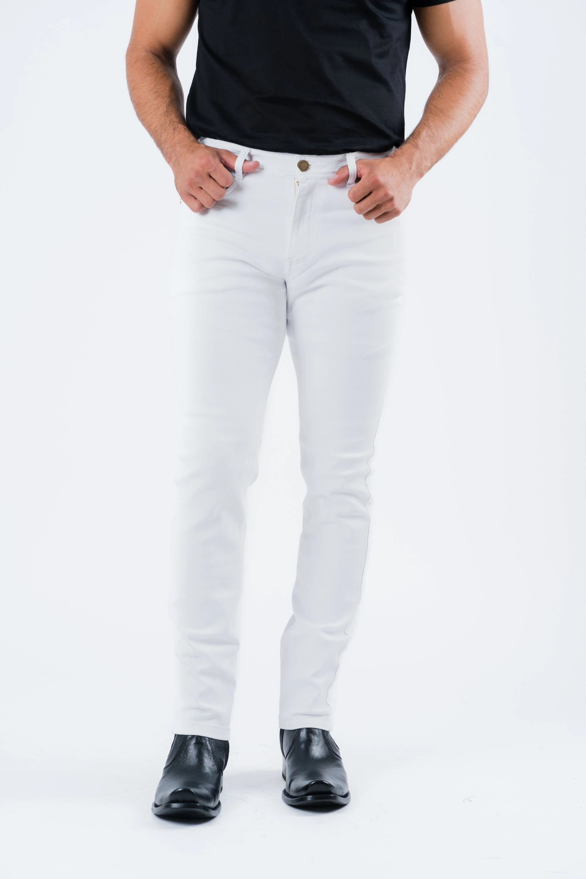 Pax Men's White Slim Stretch Jeans Vintage Lover Loose