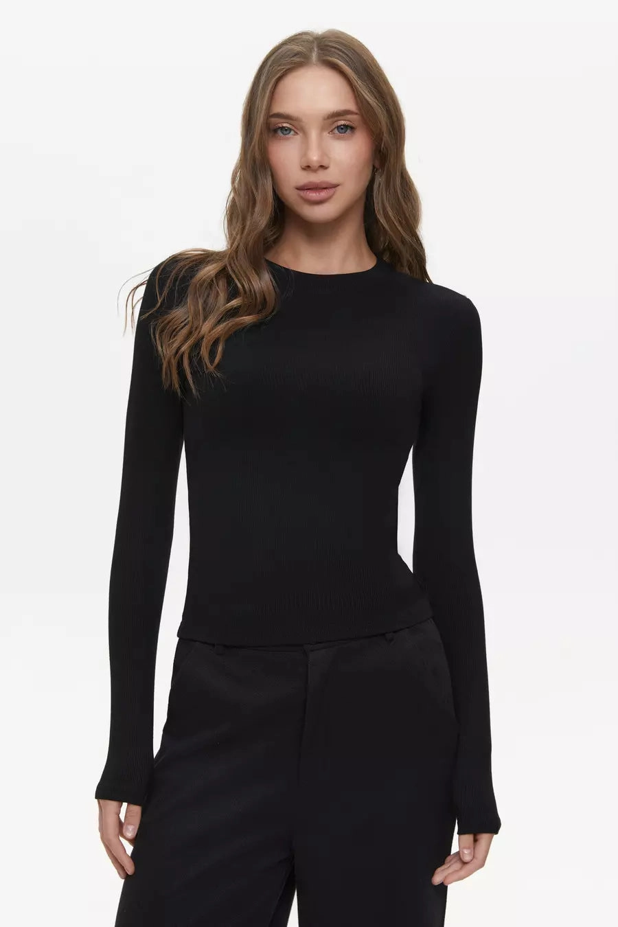 Black Basic Long Sleeve Top student Fashionable Trend