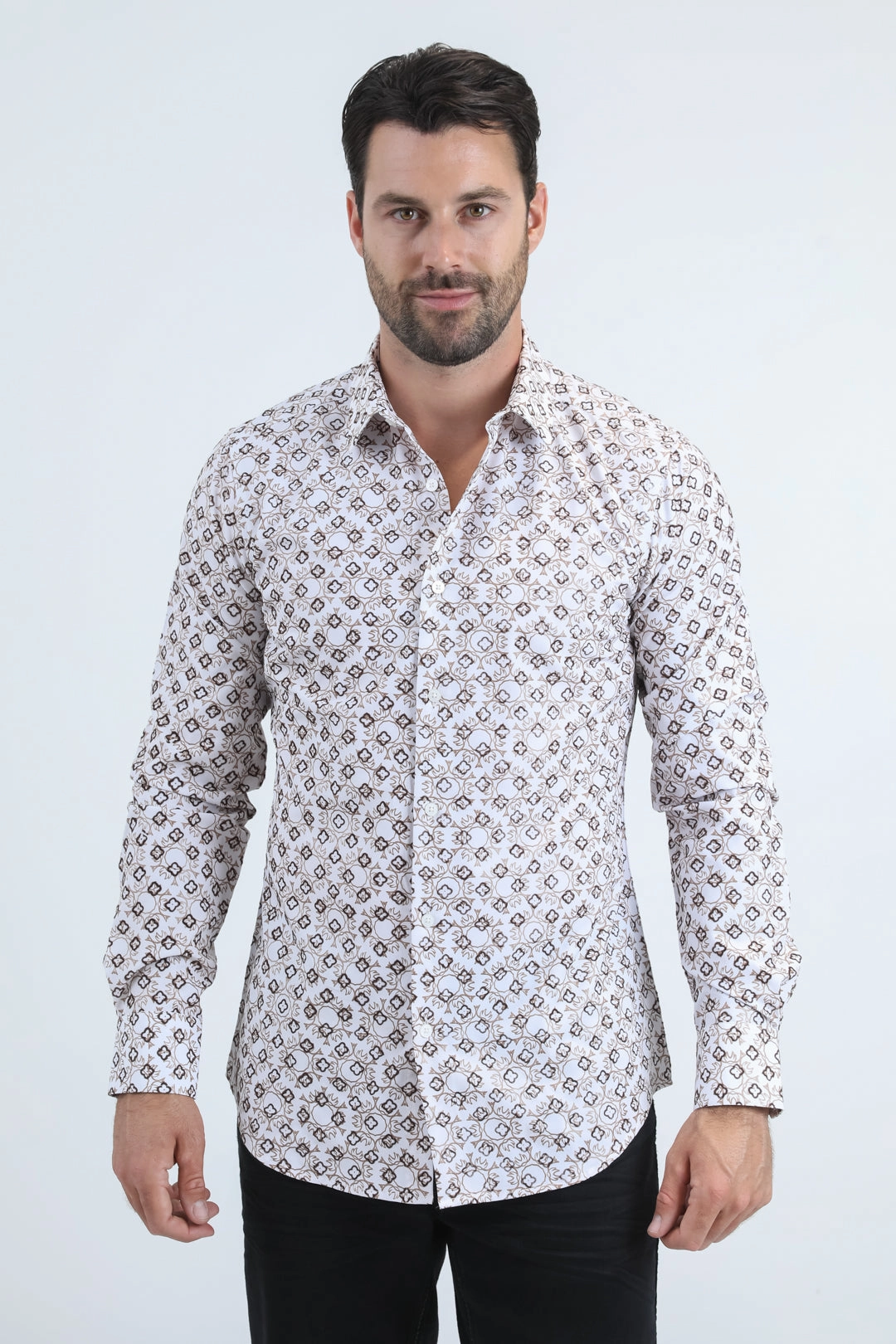 Men's Flocked Modern Fit Spandex White Shirt networking event