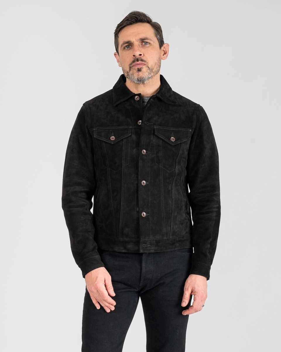 Recycle Glow Pearl Tone Horsehide Suede Modified Type III Jacket - Black