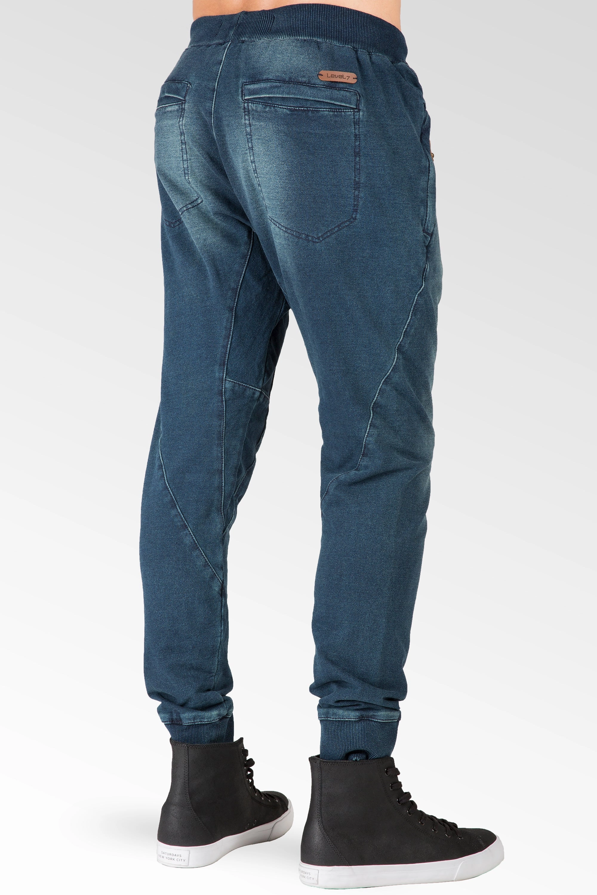 Cool Sweater VentilatedMesh Drop Crotch Premium Knit Denim Jogger Jeans Whisker Zipper Pockets