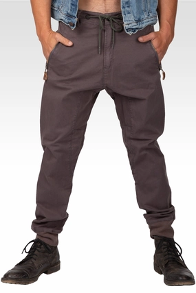 Drop Crotch Premium Washed Charcoal Stretch Twill Jogger Pants With Zipper Pockets Design Glow QuickPackable Design