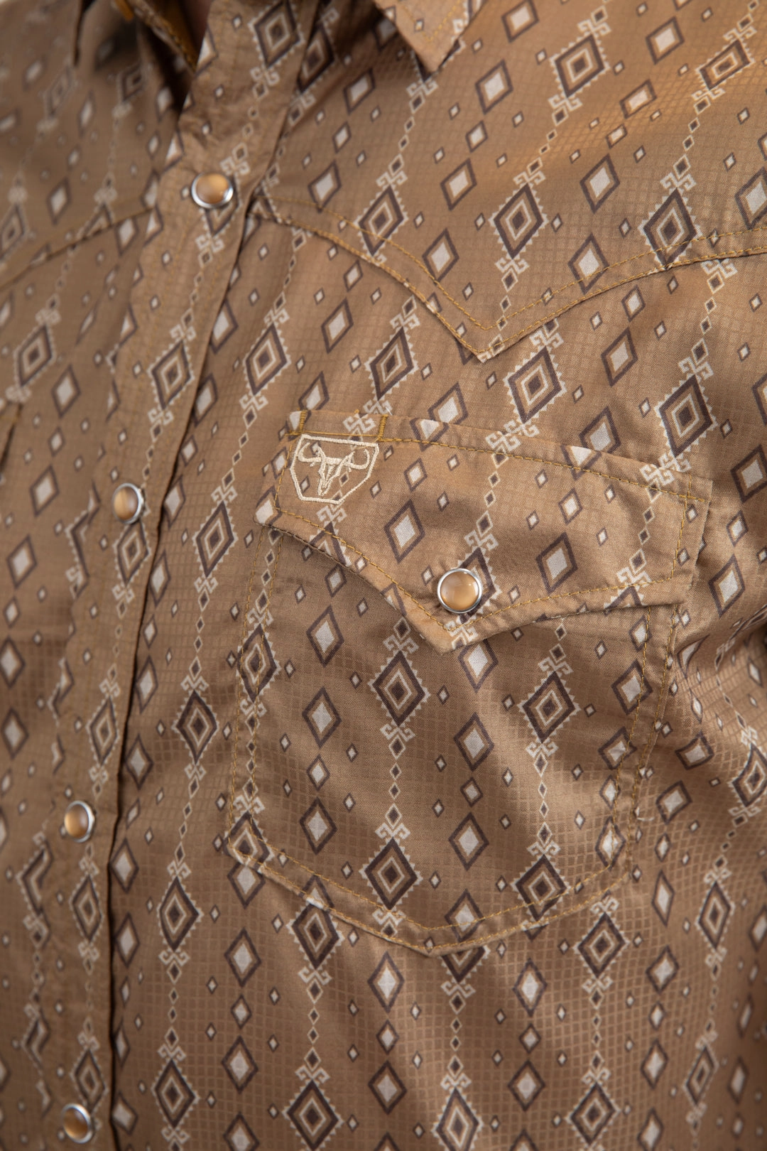 Men's Performance Western Short Sleeve Camel Shirt Business casual