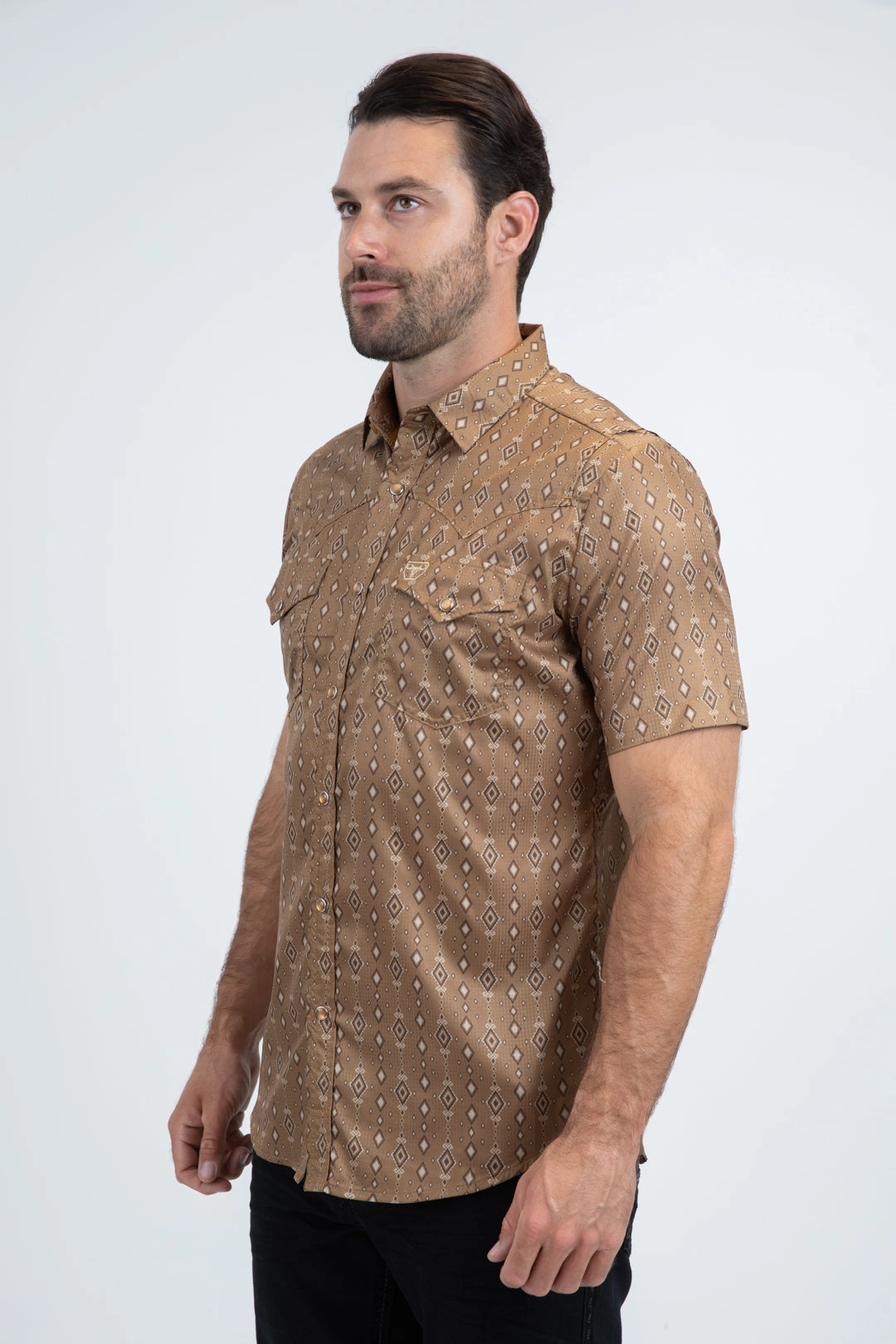 Men's Performance Western Short Sleeve Camel Shirt Fall Foliage