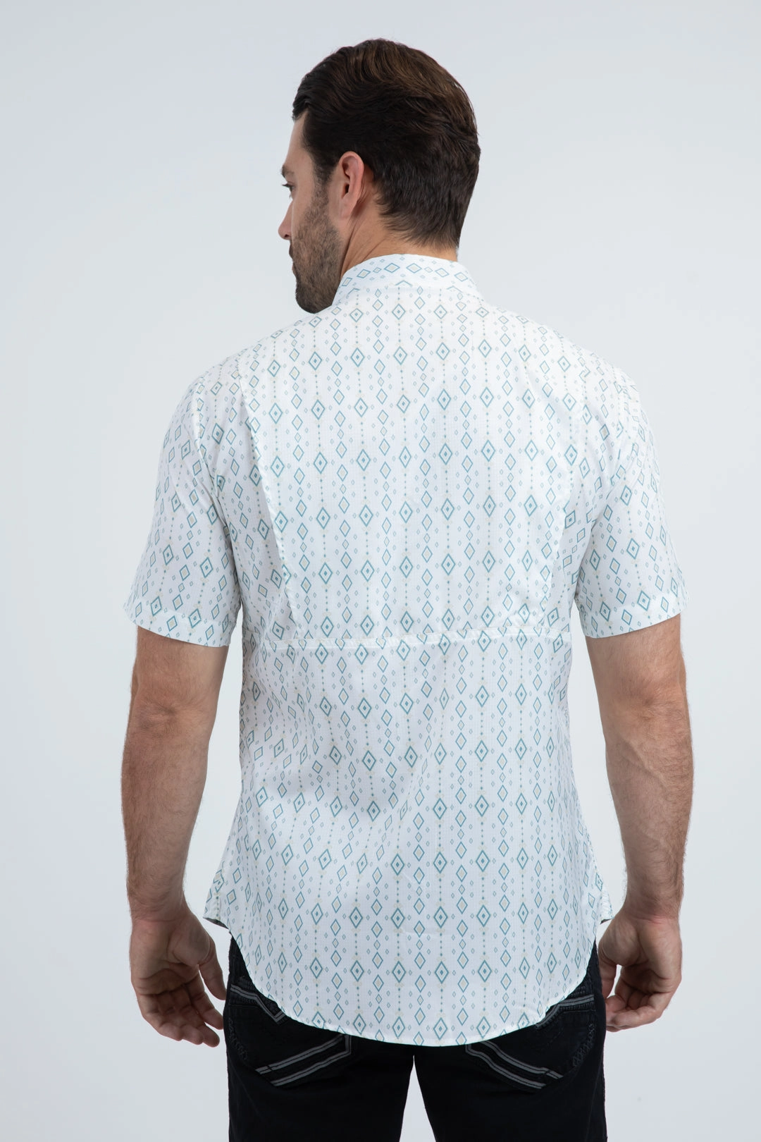 Summer Vibes Polished Placket Men's Performance Western Short Sleeve White Shirt