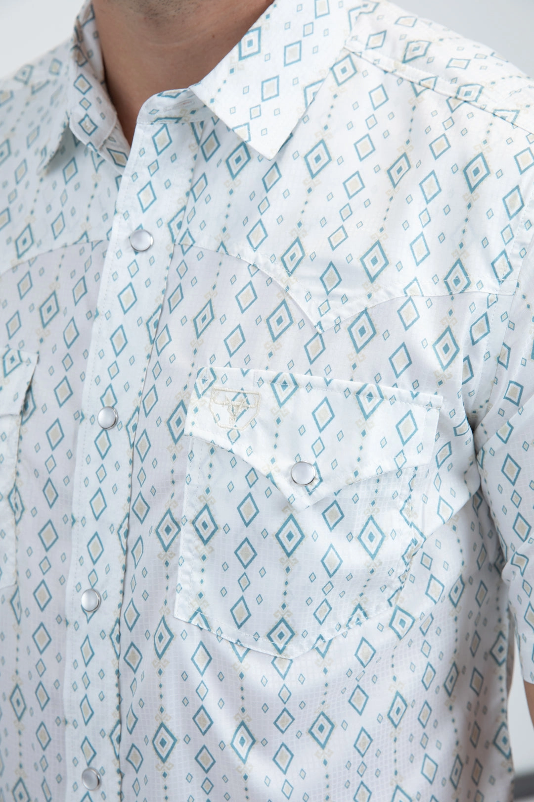 Men's Performance Western Short Sleeve White Shirt Active Design Flexible Knit