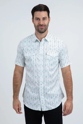 Morning Comfort Formal Elegance Men's Performance Western Short Sleeve White Shirt