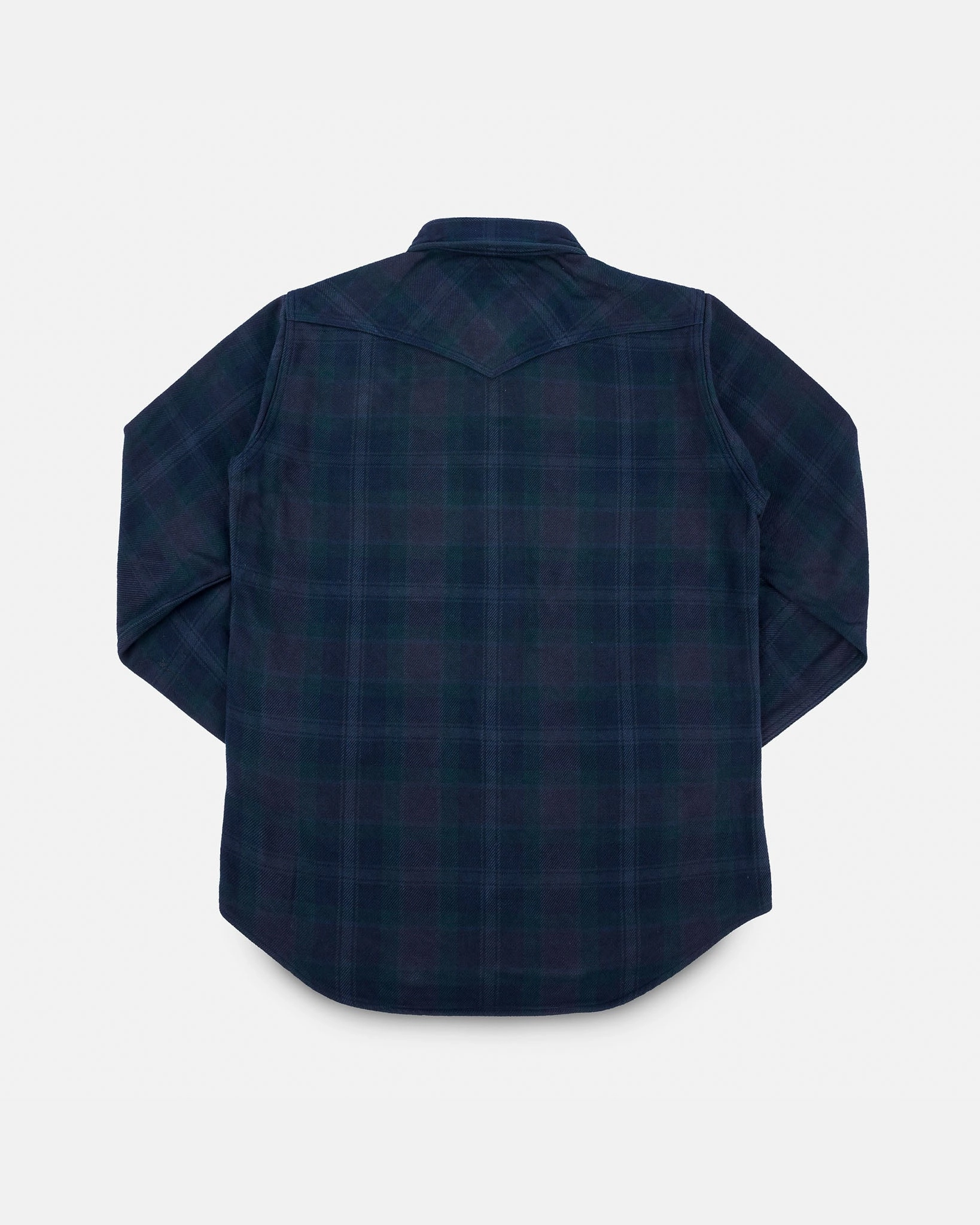 Ultra Heavy Flannel Crazy Check Western Shirt - Navy Overdyed Black HighNeckStyle