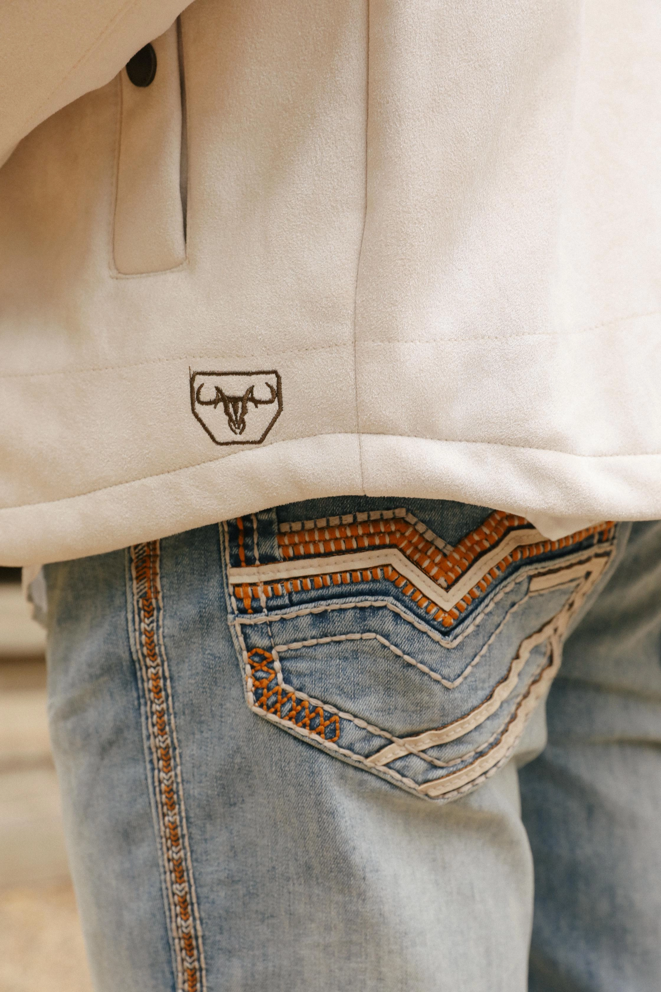 Model Glow Minimal Mood Men's Ethnic Aztec Quilted Fur Lined Beige Jacket