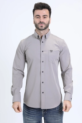 Men's Performance Long Sleeve Grey Shirt Sweat-Absorbing