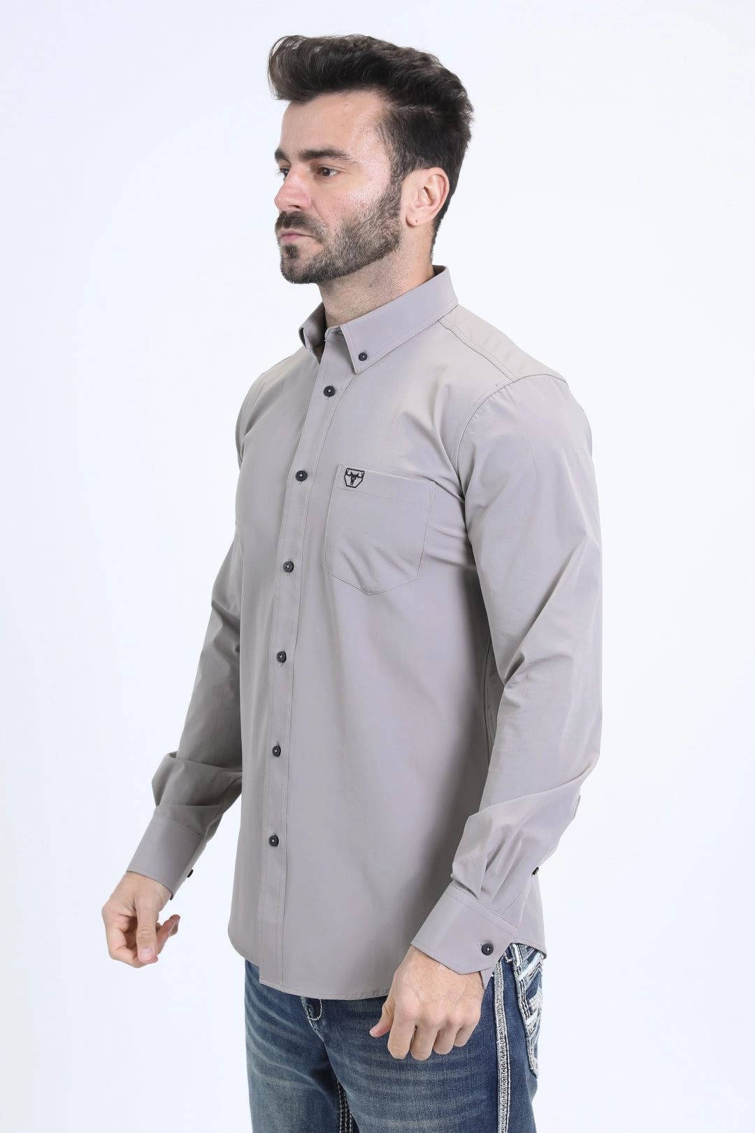 Men's Performance Long Sleeve Grey Shirt Oversized style Animal Print