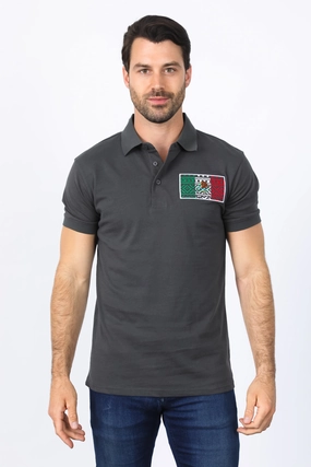 Mens Modern Fit Stretch MEXICO Embroidery Polo UV-Resistant Chic Design