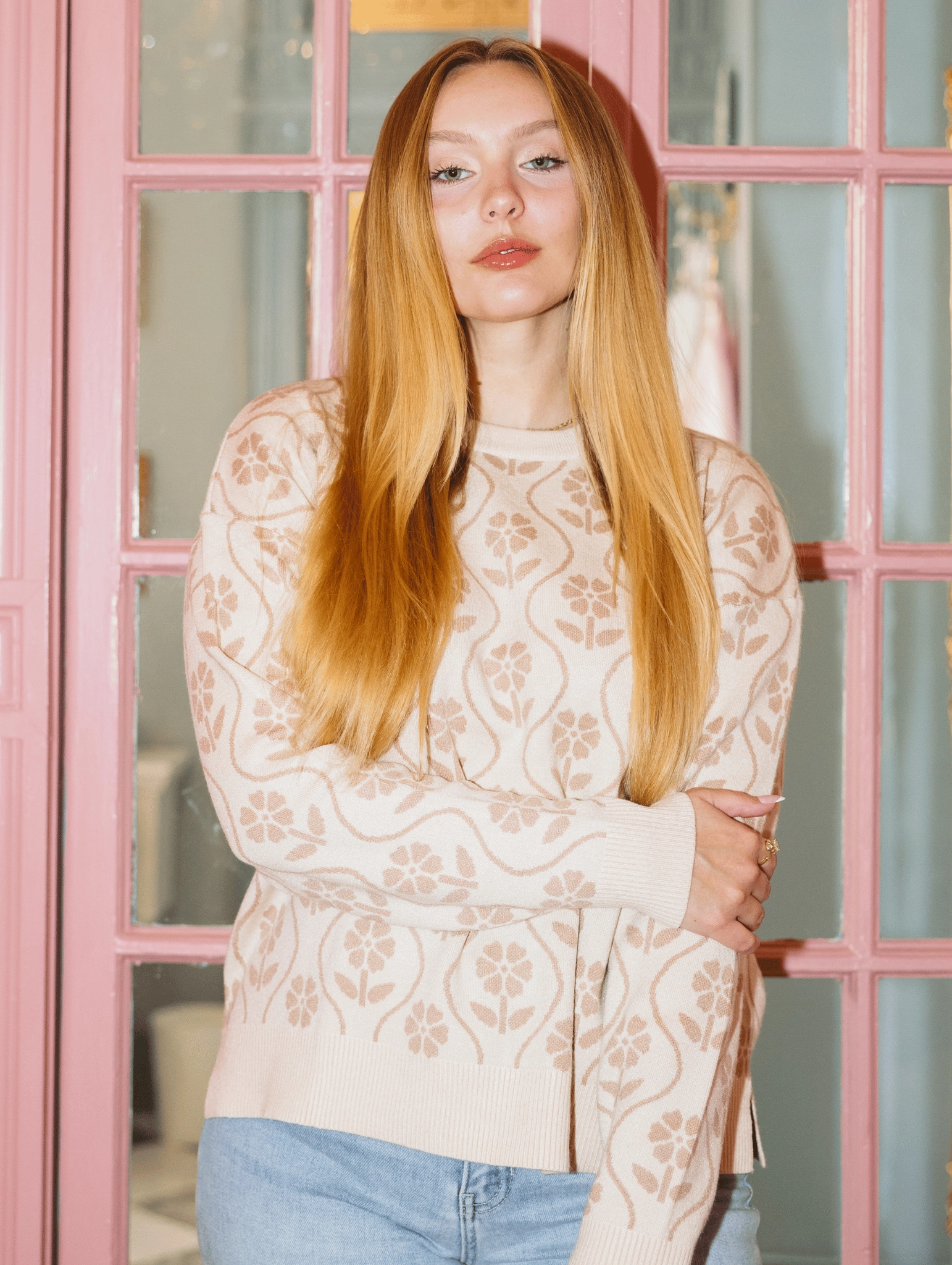 Sleek Look Elena Flower Sweater