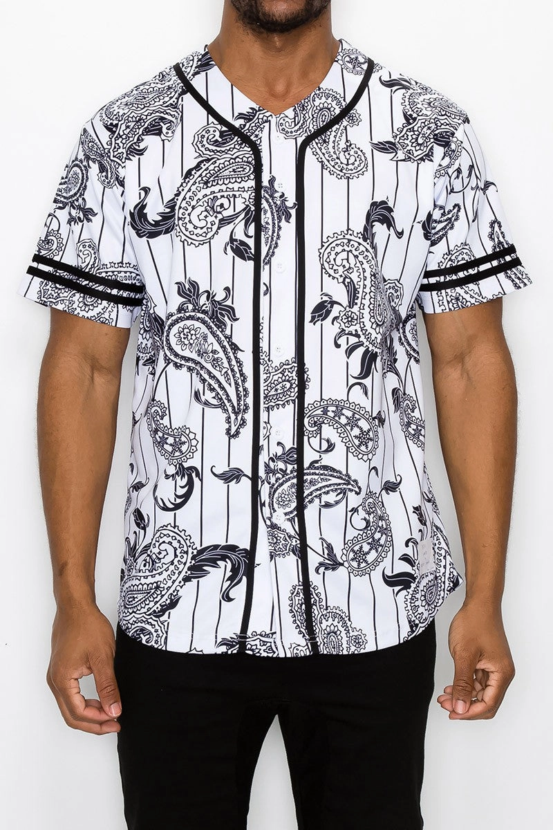 Pinstripe Bandana Baseball Jersey - White BondedEdges