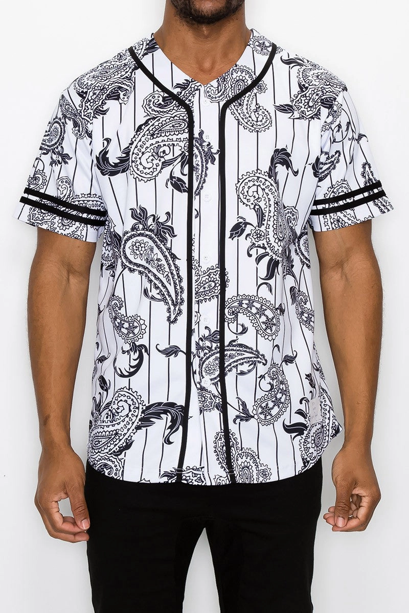 Pinstripe Bandana Baseball Jersey - White Athletic Look AllDaySoftness