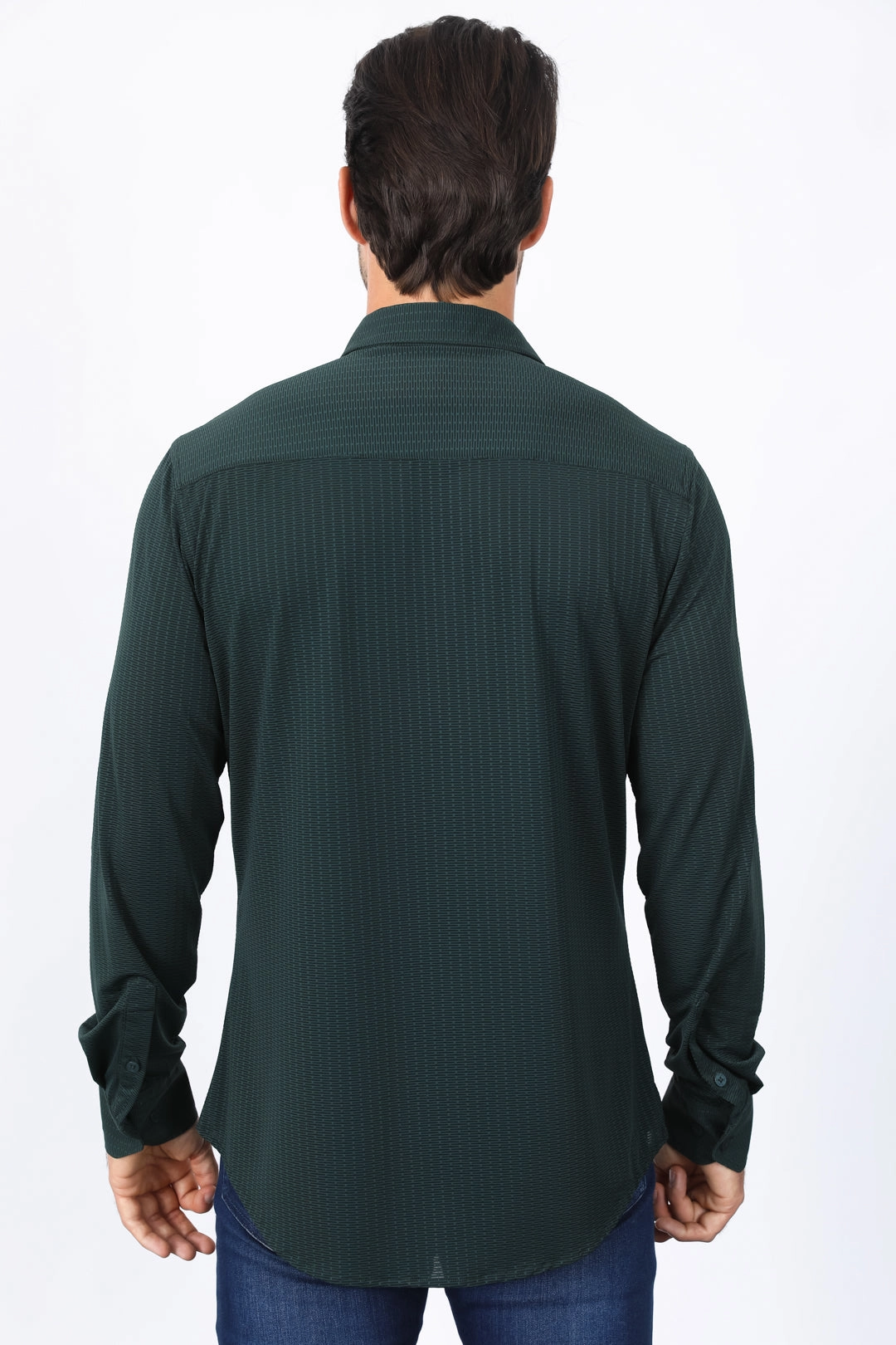 Men??s Modern Fit Stretch Dress Shirt - Green Subtle Print