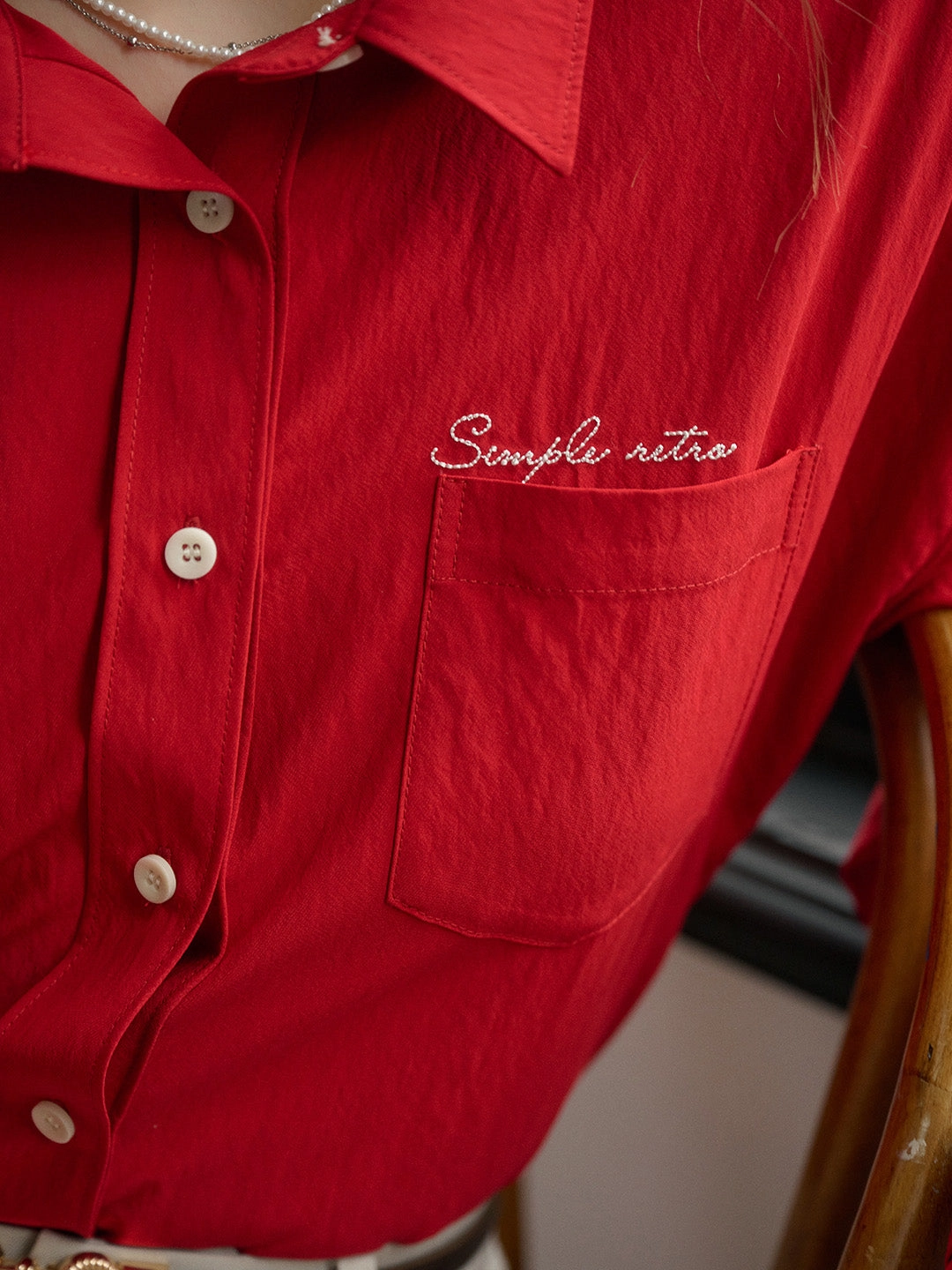 Estrella Classic Lapel Contrast SR Logo Embroidered Pocket Shirt - Yellow british retro TaglessNeckline