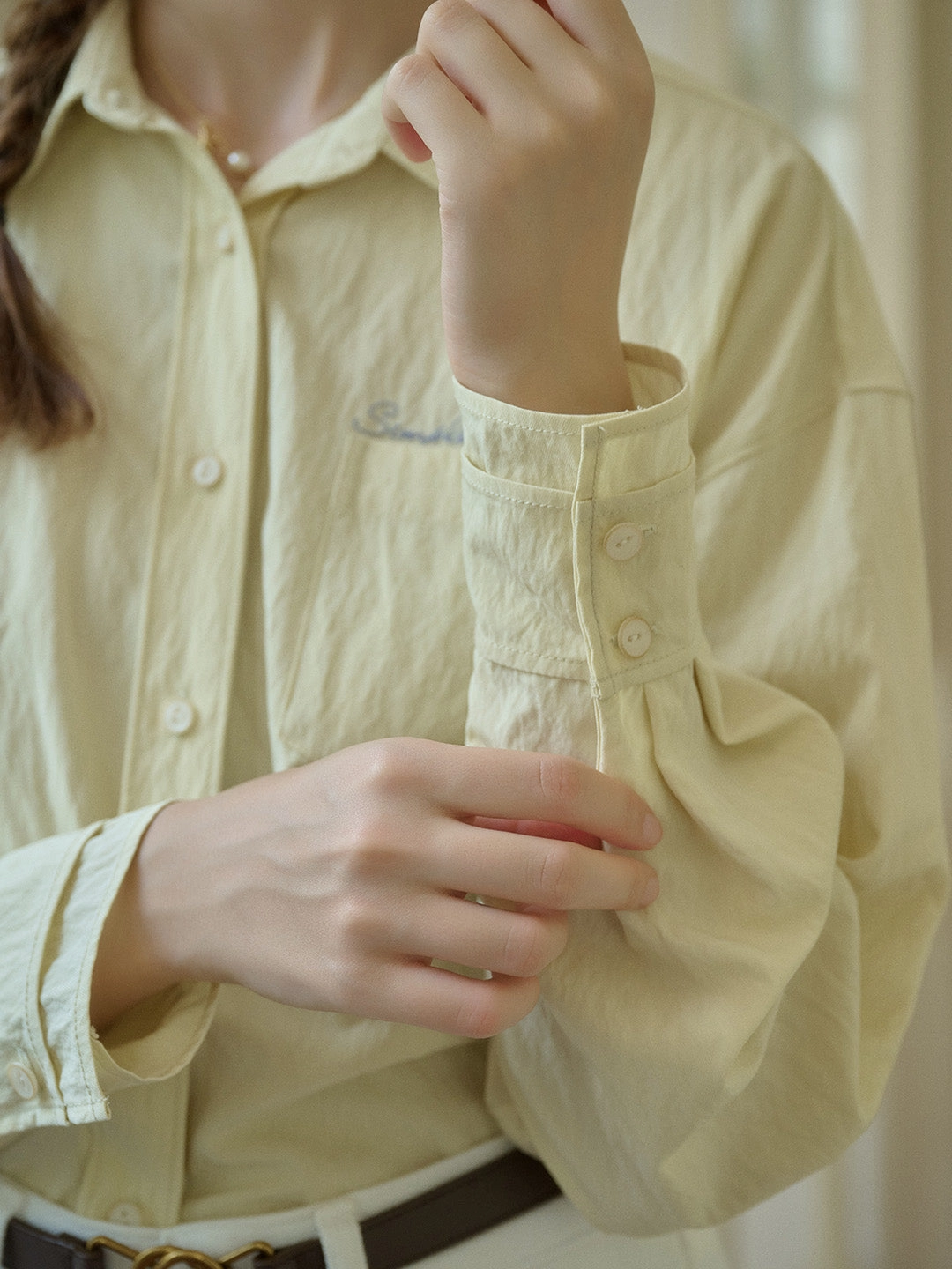 Party Ready Ethic Core Estrella Classic Lapel Contrast SR Logo Embroidered Pocket Shirt - Yellow