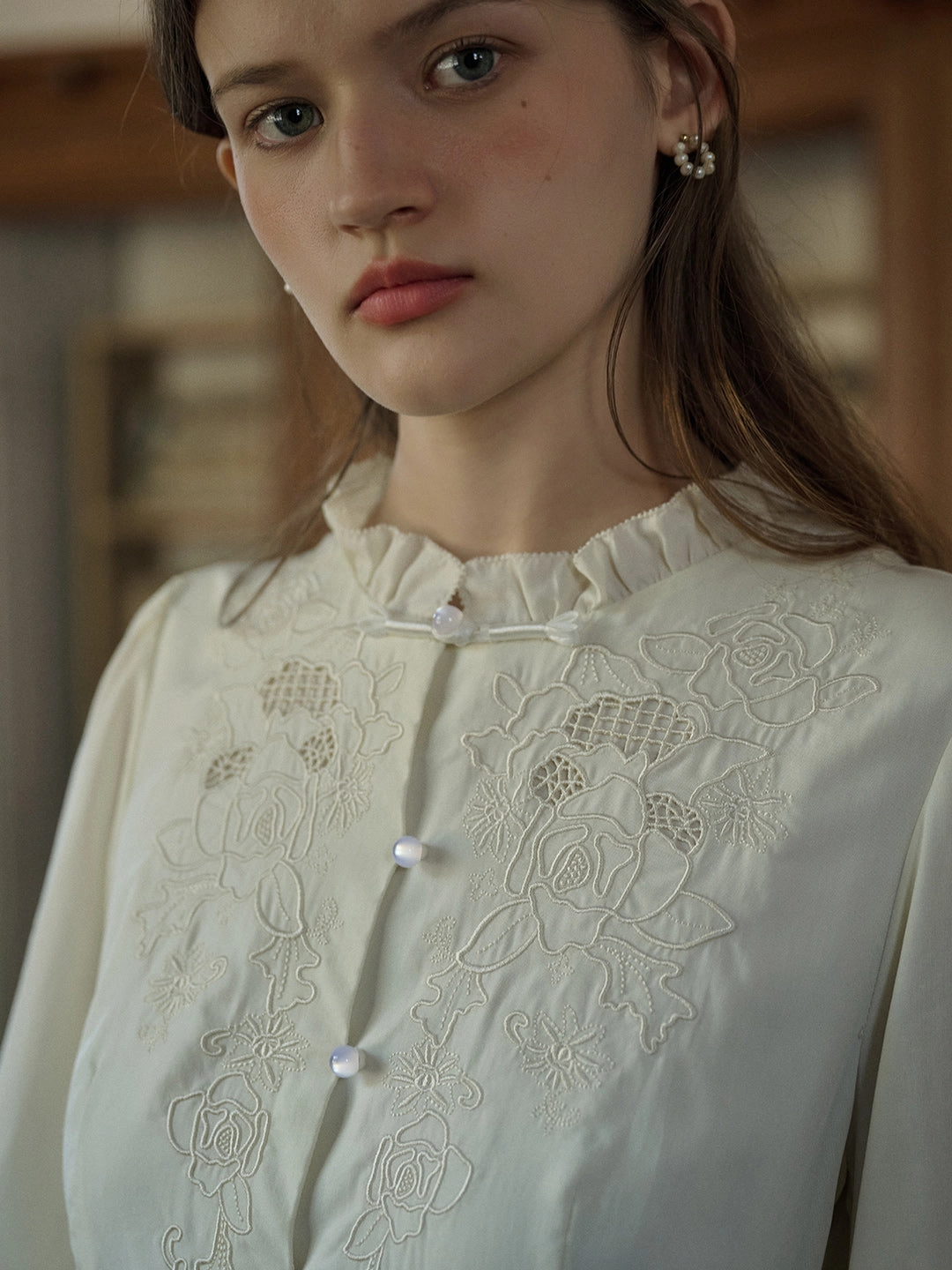 Eve Trim Round Neck Hollow Rose Embroidered Lace Dress OdorControlClothing