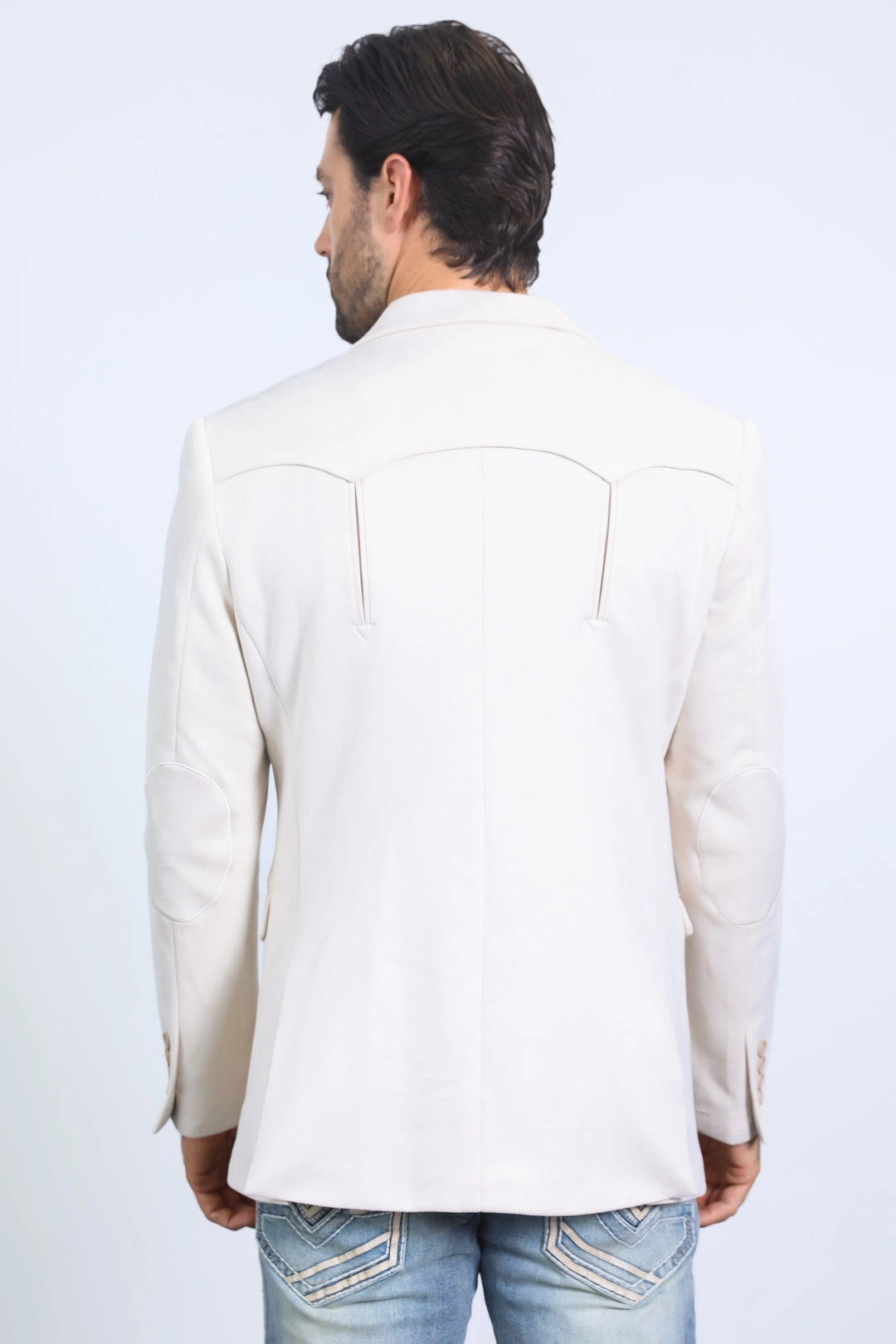 Casual Wear Men's Double Button Faux-Suede Blazer - Off White