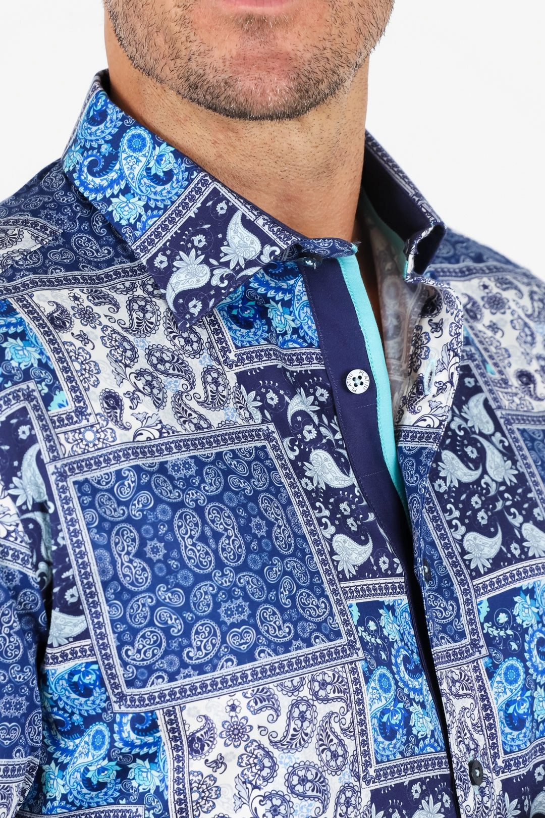 Satin Cotton/Spandex Long Sleeve Shirt - Blue Cozy Option Comfortable Look