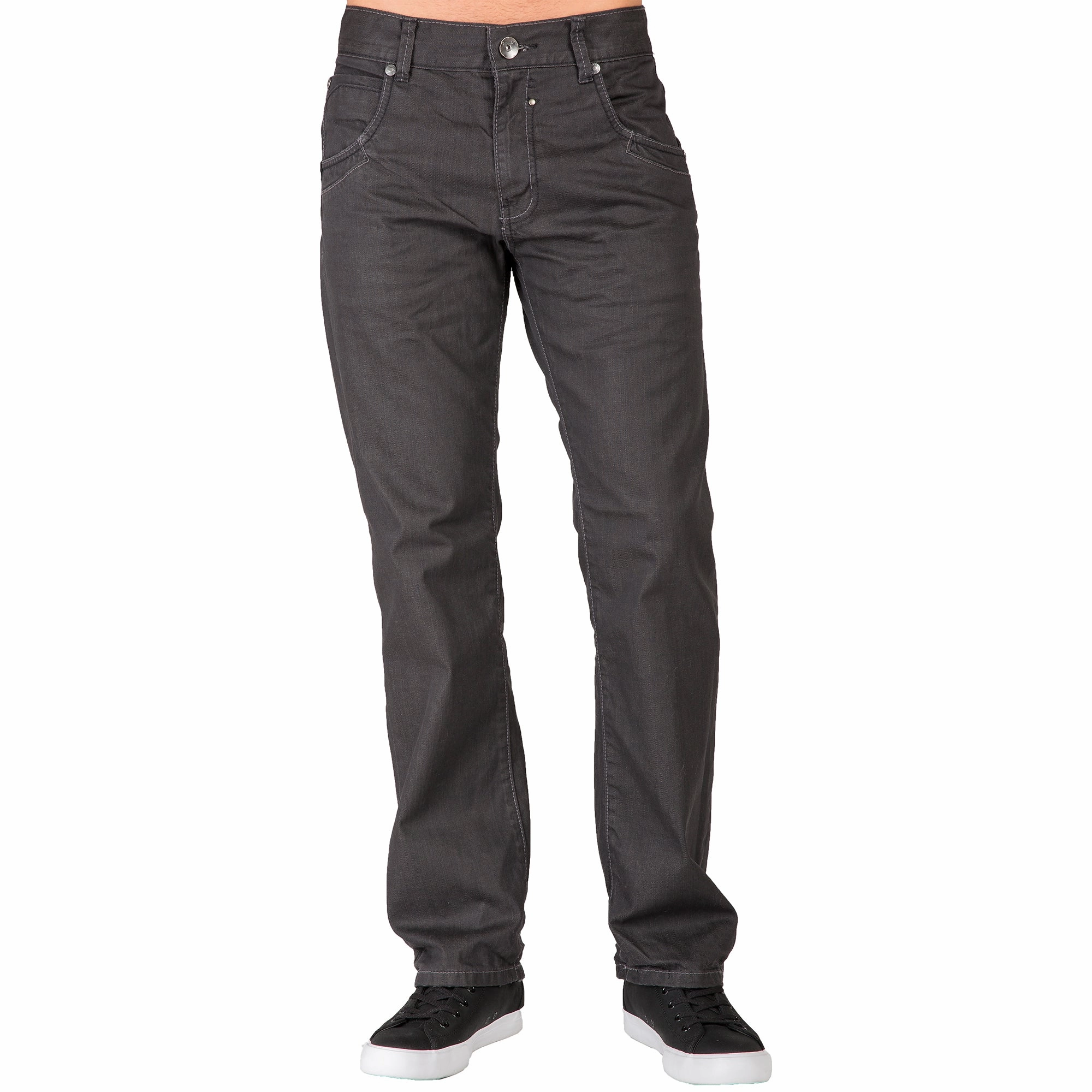 Relaxed Straight Coated Black Premium Denim Jeans Zipper utility Pocket Fire Core