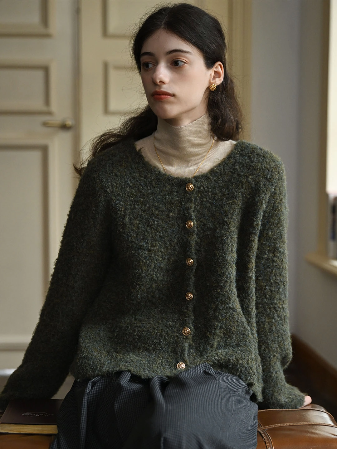 ??Final Sale??Stella Crew Neck Solid Button Front Cardigan NonIrritating NonChafingEdges