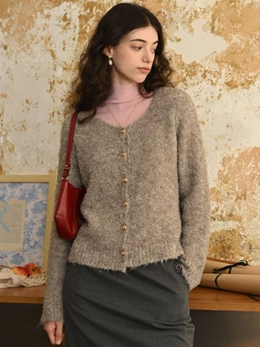 ??Final Sale??Stella Crew Neck Solid Button Front Cardigan AntiPilling Finish Active Fit