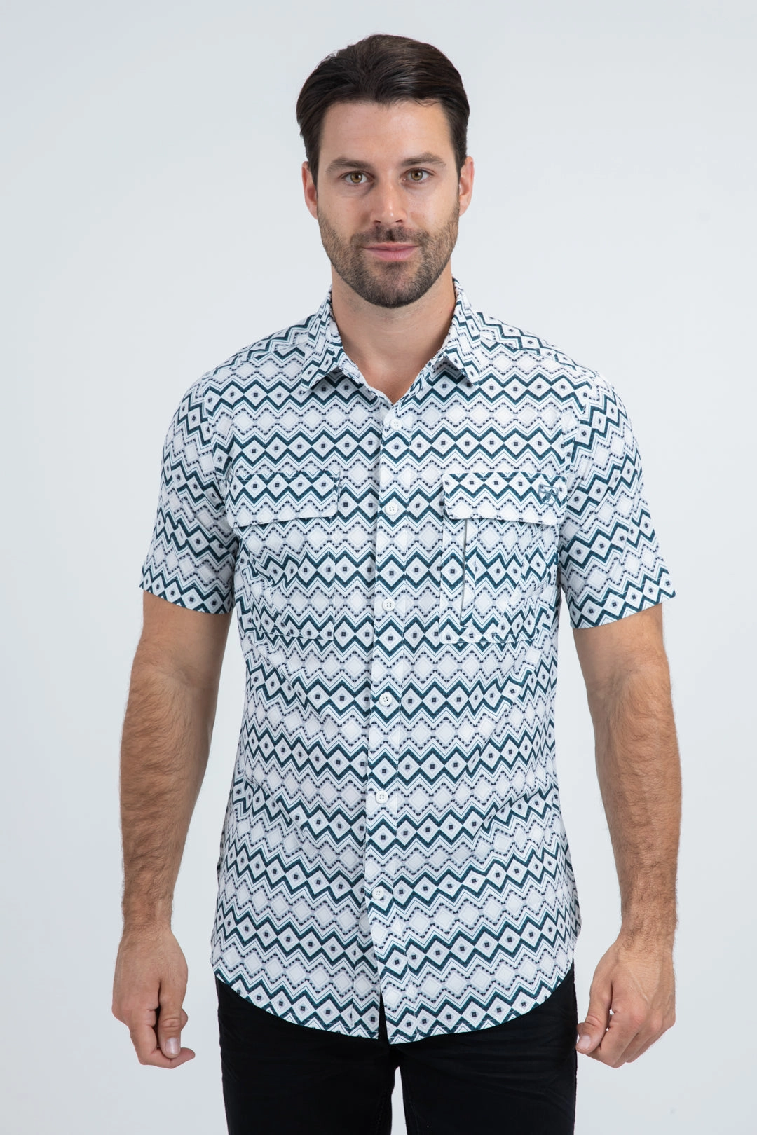 Fast Drying Mens Performance Classic Fit Short Sleeve White Shirt