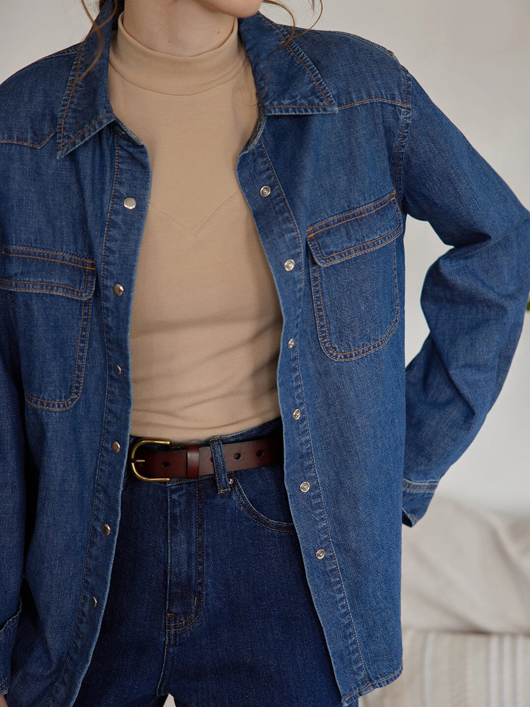 Friend Vibe Layla Blue Denim Shirt